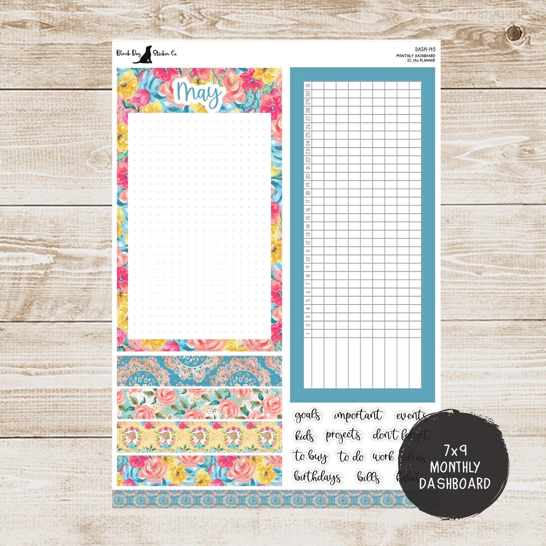 Erin Condren EC 7x9 or A5 Dashboard Monthly Kit May Mom Love Planner ...