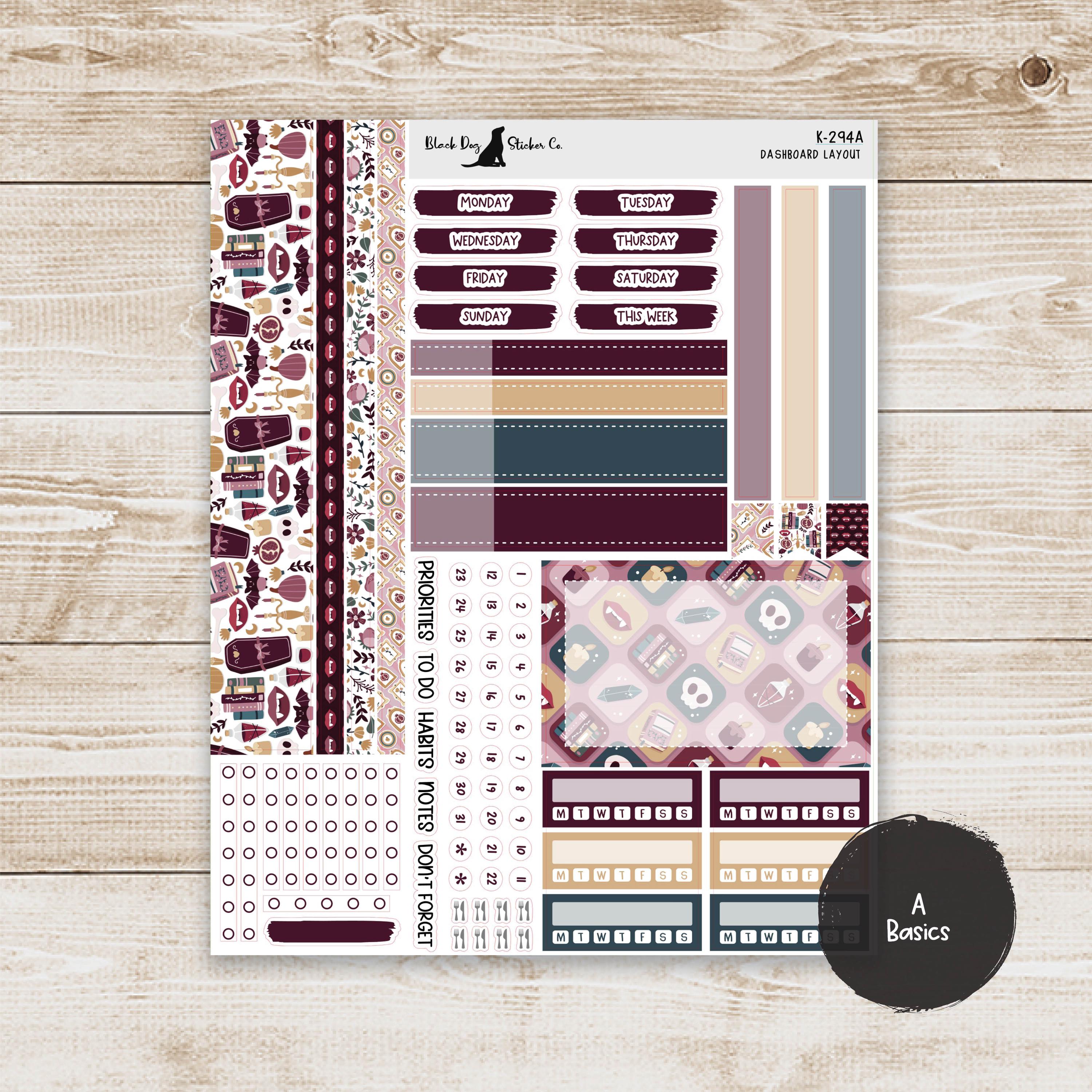 DB-294 Erin Condren EC 7x9 Dashboard Layout Weekly Kit - Vampire Blood ...