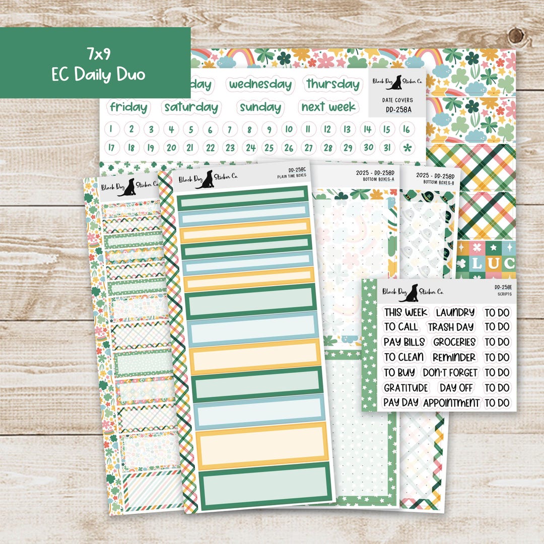 DD-258 EC 7x9 Daily Duo Weekly Kit - Lots of Luck - Planner Stickers - Etsy