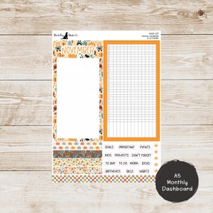 Peut inclure: Un planificateur mensuel A5 imprimable avec un th&egrave;me d'automne. Le planificateur comprend une grille pour les t&acirc;ches quotidiennes, une section de notes et une section pour les objectifs, les &eacute;v&eacute;nements importants, les enfants, les projets, les achats, les choses &agrave; faire, le travail, les id&eacute;es, les anniversaires, les factures et les habitudes. Le planificateur a un design color&eacute; avec des citrouilles, des feuilles et d'autres &eacute;l&eacute;ments d'automne.