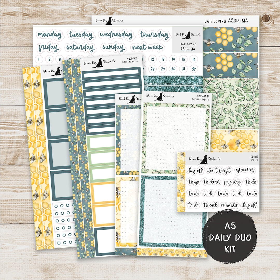 Erin Condren EC A5 Daily Duo Weekly Kit Bee Happy Planner Stickers A5DD ...