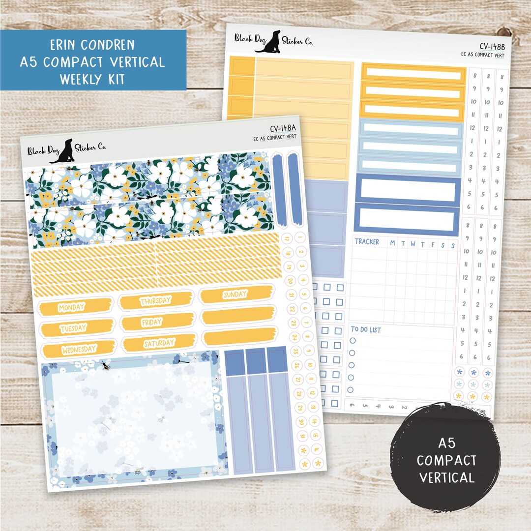 Erin Condren EC A5 Compact Vertical Weekly Kit Bee's - Etsy