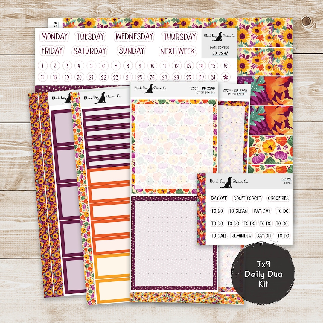 DD-229 EC 7x9 Daily Duo Weekly Kit - Fall Harvest - Planner Stickers - Etsy