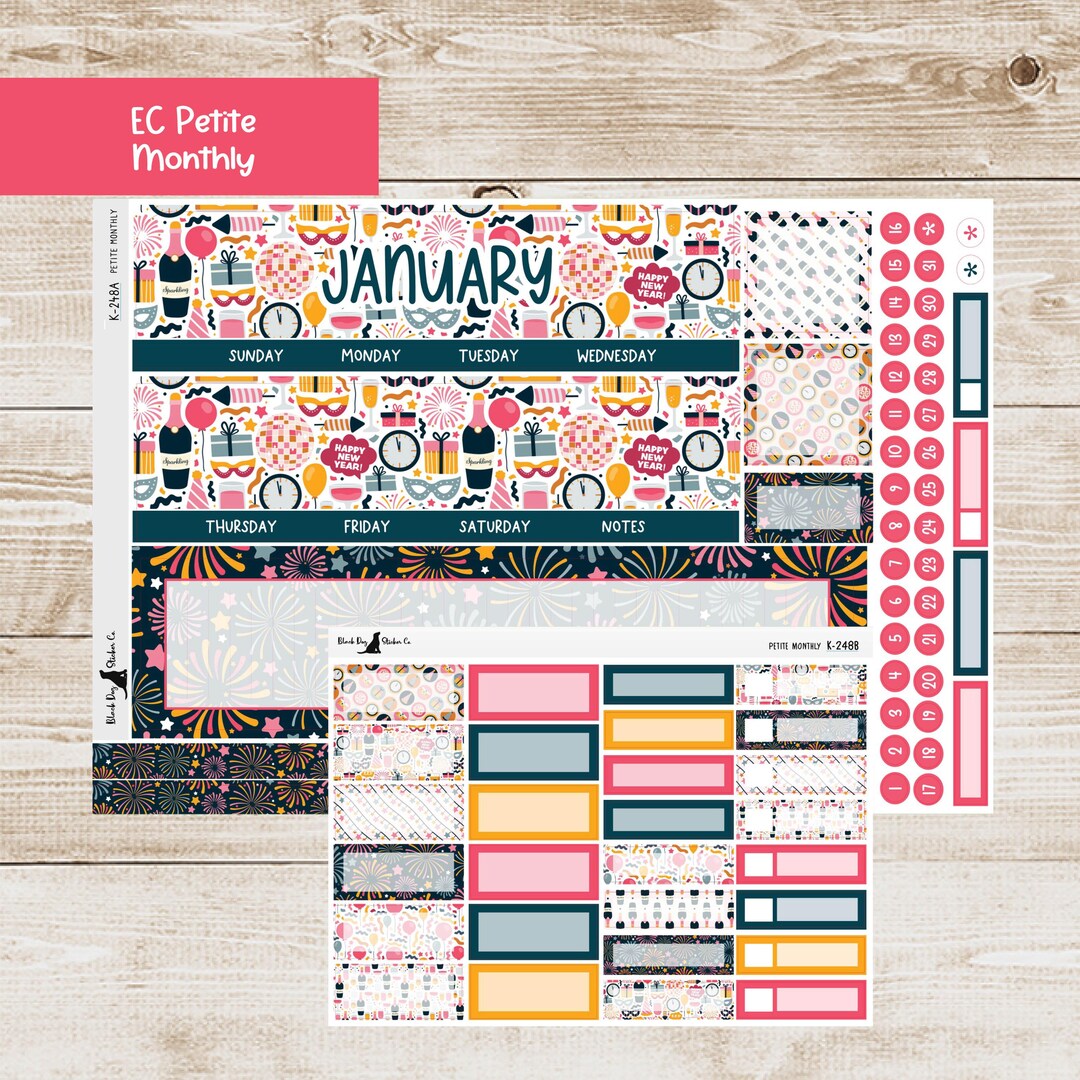 PET-248 Erin Condren Petite Monthly Kit - January 2025 - Happy New Year ...