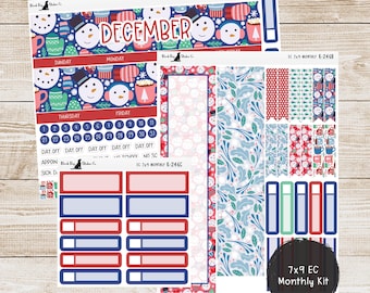 K-246 Erin Condren EC 7x9 Monthly Kit - December 2024 - Cozy Winter - Planner Stickers