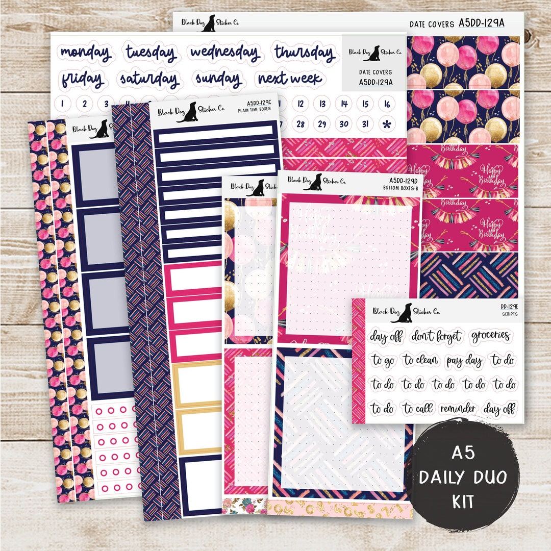 Erin Condren EC A5 Daily Duo Weekly Kit - Birthday Queen - Planner ...