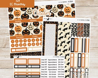 K-356 Erin Condren EC 7x9 Monthly Kit - October 2026 - Classic Halloween - Planner Stickers