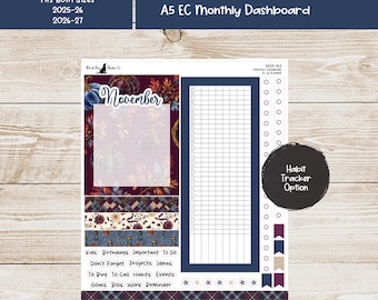 Erin Condren EC A5 Dashboard Monthly Kit - November 2026 - Falling Leaves - Planner Stickers - A5D-363