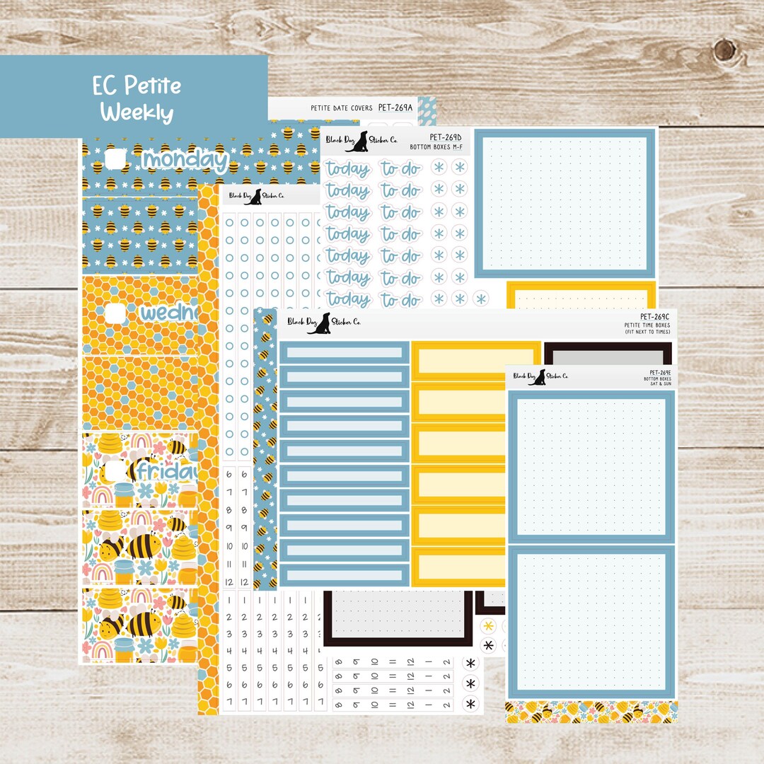 PET-269 EC Petite Weekly Kit - Honey Bee - Planner Stickers - Etsy