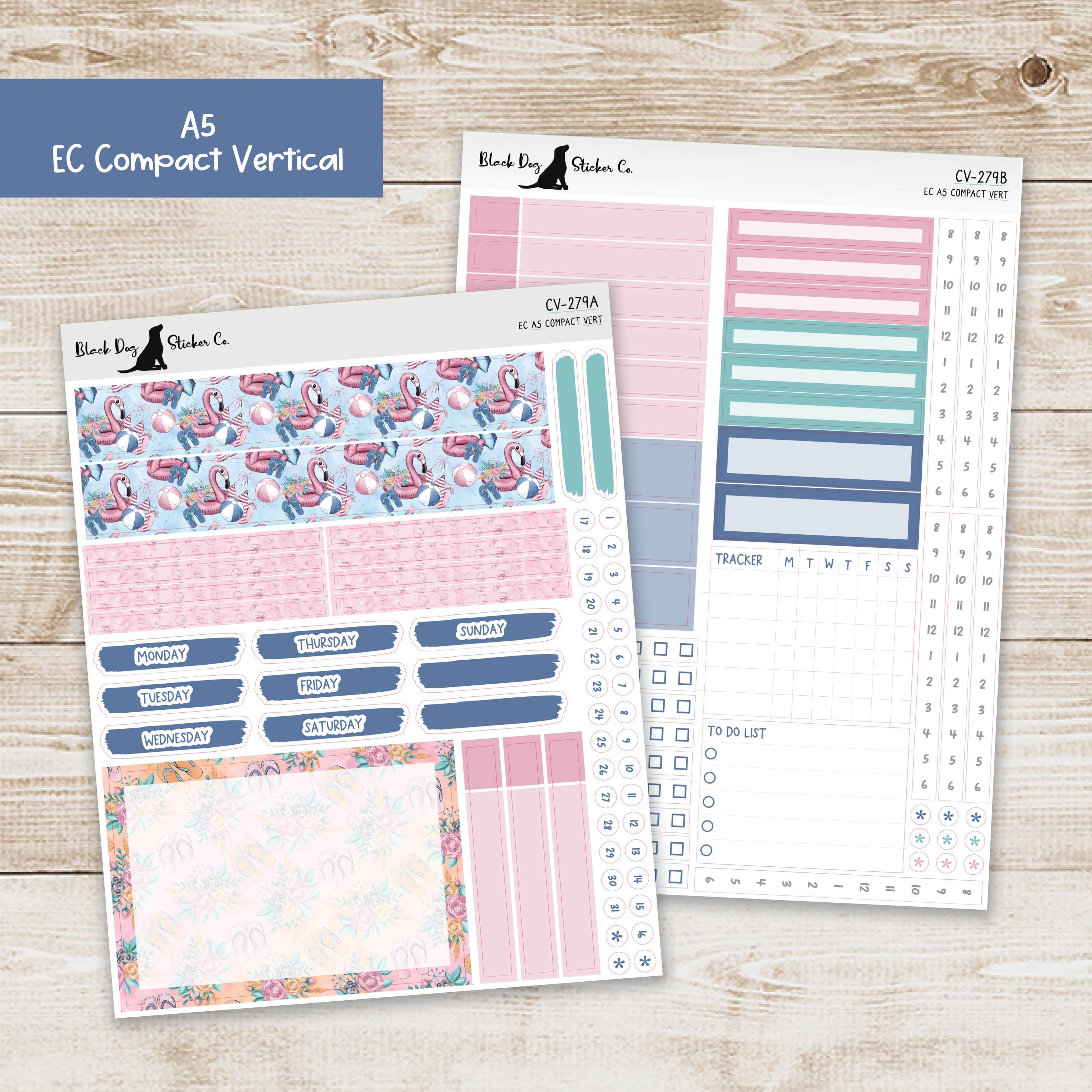 CV-279 Erin Condren EC A5 Compact Vertical Weekly Kit - Poolside Party - Planner Stickers
