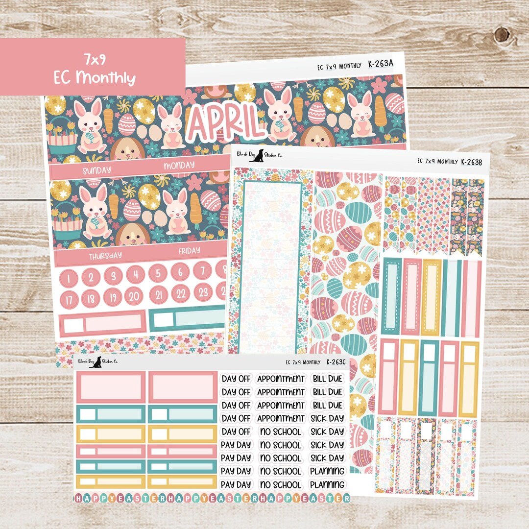 K-263 Erin Condren EC 7x9 Monthly Kit - April 2025 - Farmhouse Easter ...