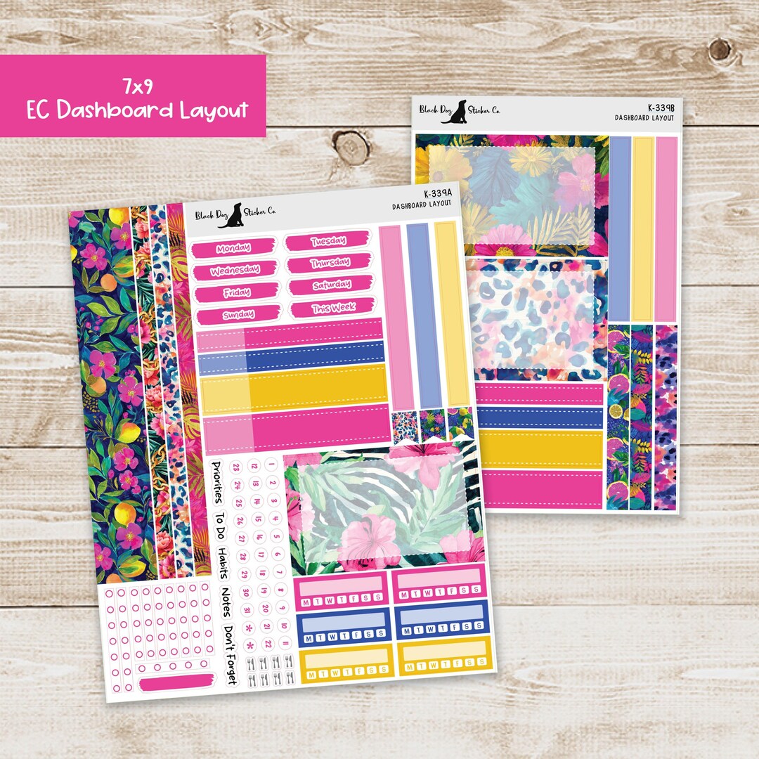 DB-339 Erin Condren EC 7x9 Dashboard Layout Weekly Kit - Wild Summer ...