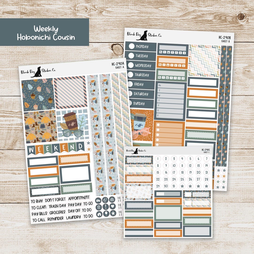 HC-290 Hobonichi Cousin Weekly Kit - Autumn Vibes - Planner Stickers - Etsy