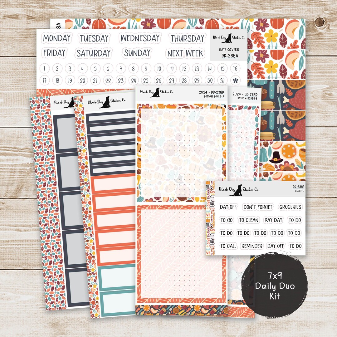 DD-238 EC 7x9 Daily Duo Weekly Kit - Turkey Day - Planner Stickers - Etsy