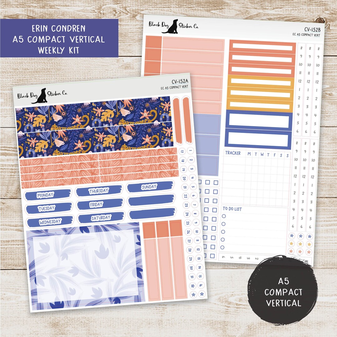 Erin Condren EC A5 Compact Vertical Weekly Kit Tropical Dreams Planner ...