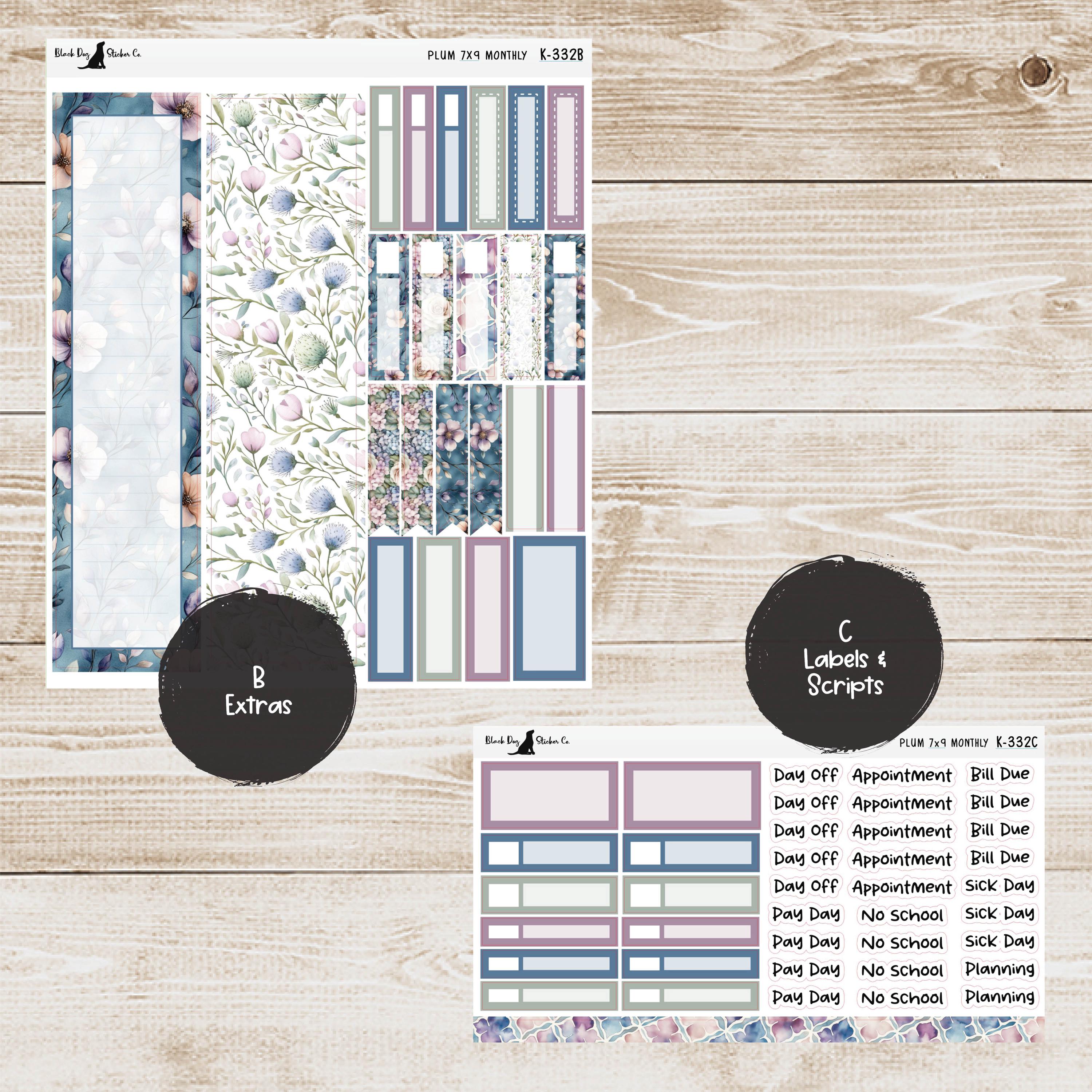 K-332 Plum Paper 7x9 Monthly Kit - May2026 - Soft Florals - Planner ...