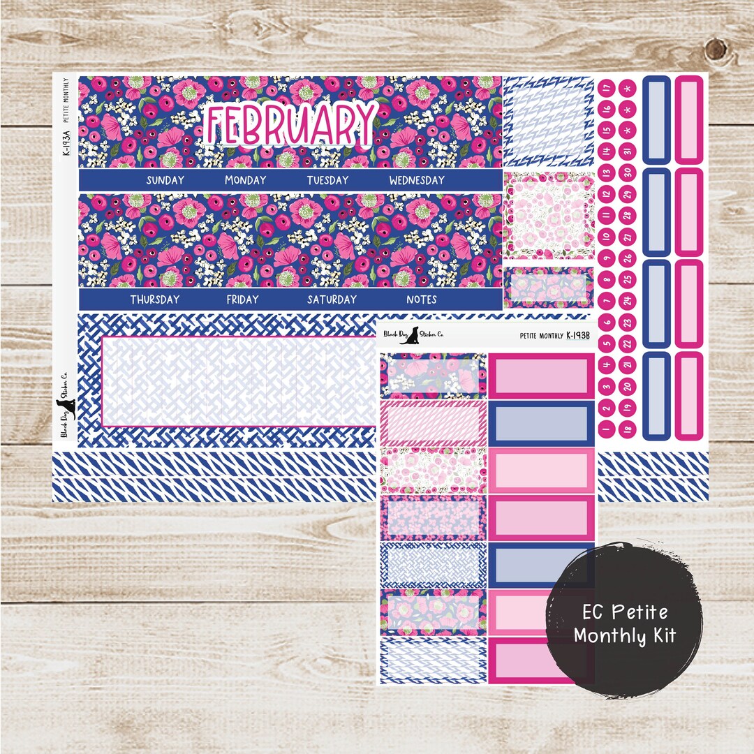 PET-193 - Erin Condren Petite Monthly Kit - February 2024 - Blooming ...