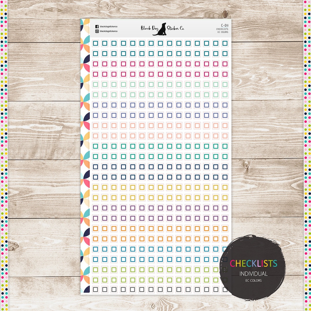 CHECKLIST Individual Square - Planner Stickers - Erin Condren Daily Duo ...