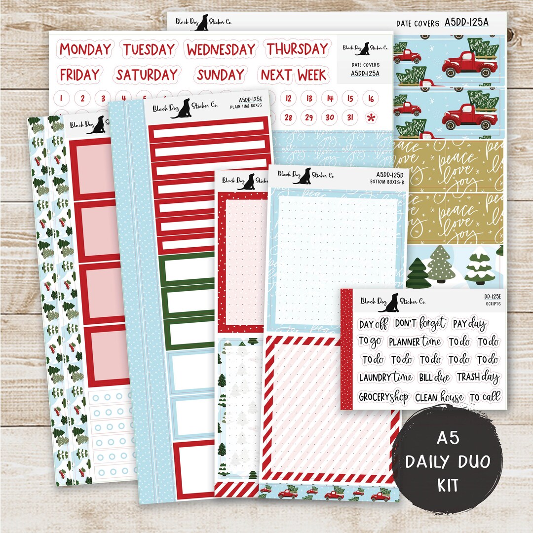 Erin Condren EC A5 Daily Duo Weekly Kit - Red Truck Christmas - Planner ...