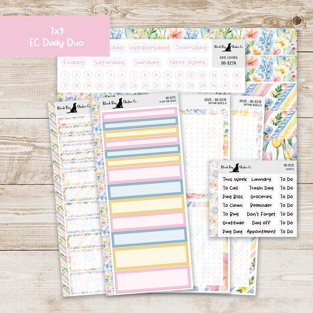 DD-327 EC 7x9 Daily Duo Weekly Kit - Spring Flowers - Planner Stickers ...