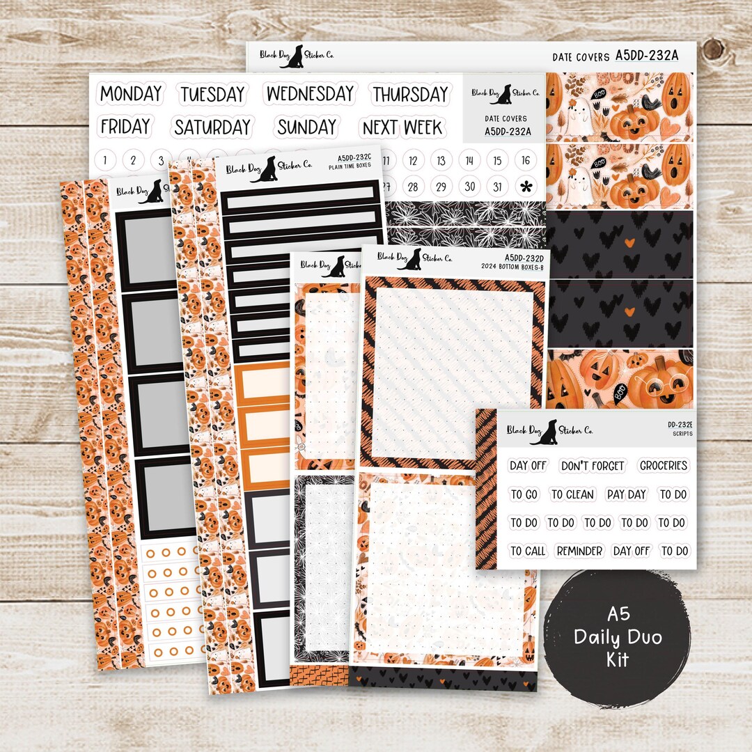 Erin Condren EC A5 Daily Duo Weekly Kit - Boo to You - Planner Stickers ...