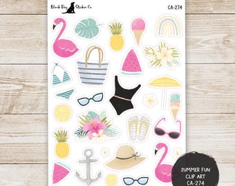 Plaisirs d'été - Stickers décoratifs estivaux - Stickers pour agenda CA-274