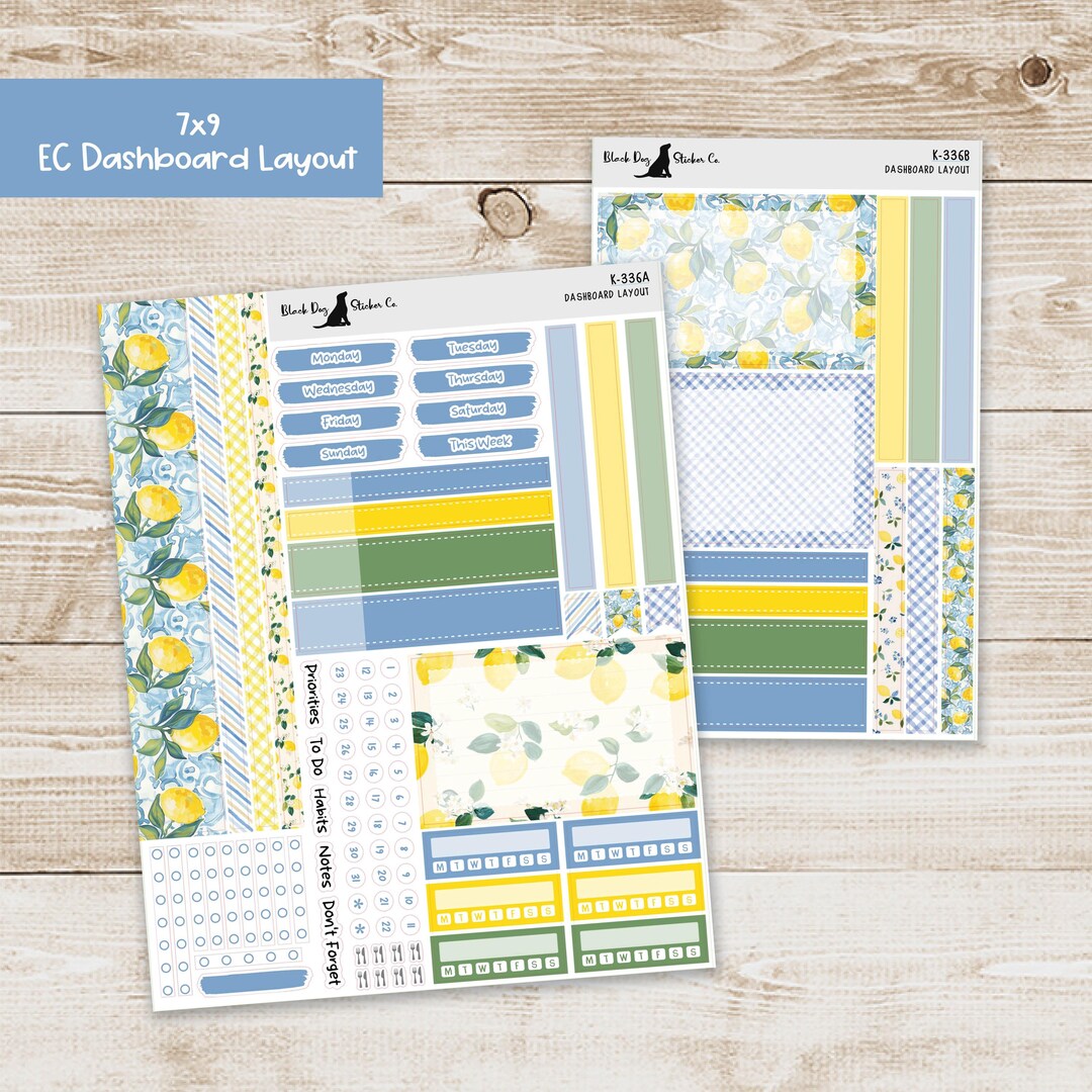 DB-336 Erin Condren EC 7x9 Dashboard Layout Weekly Kit - Juicy Lemons ...