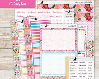 A5DD-349 EC A5 Daily Duo Weekly Kit - Summer Blooms - Planner Stickers
