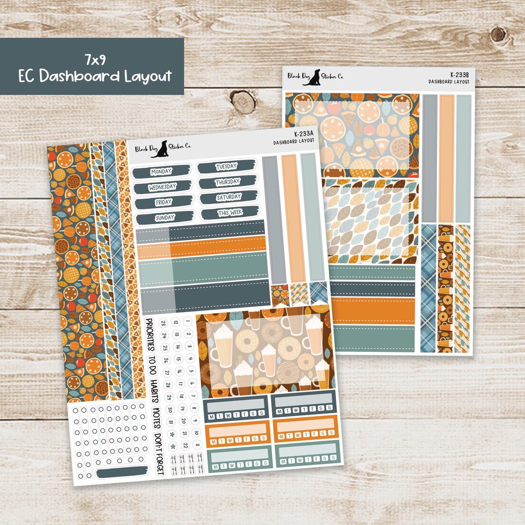 DB-233 Erin Condren EC 7x9 Dashboard Layout Weekly Kit - Fall Treats ...