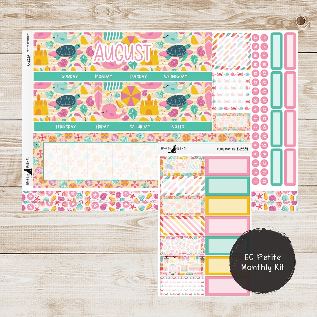 PET-223 - Erin Condren Petite Monthly Kit - August 2024 - Beach Bunny ...