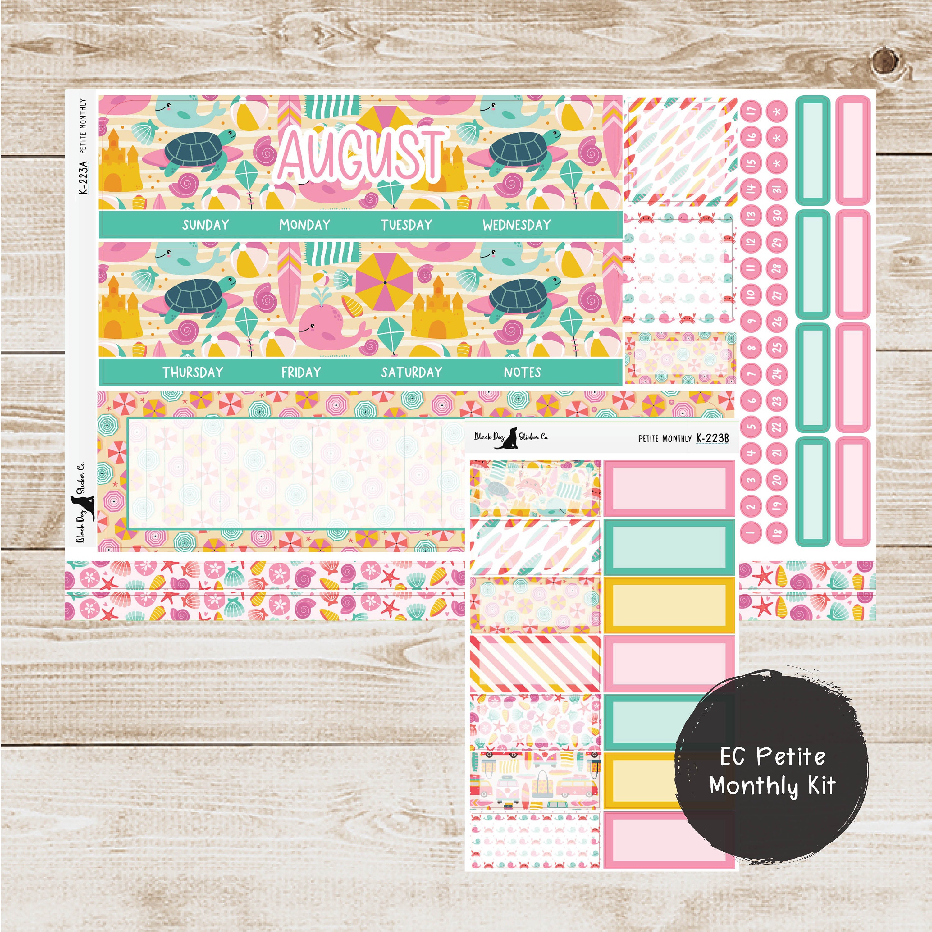 PET-223 - Erin Condren Petite Monthly Kit - August 2024 - Beach Bunny ...