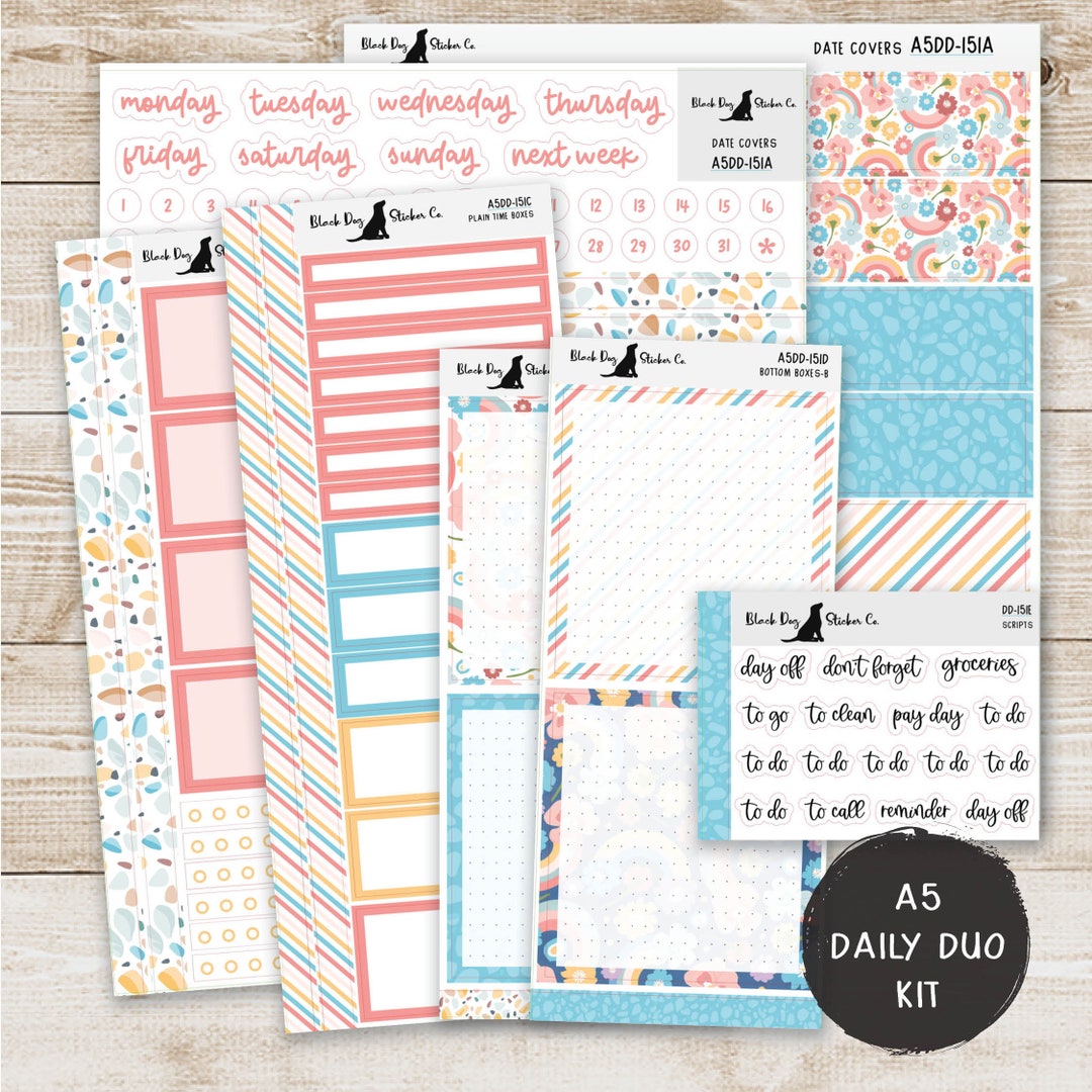 Erin Condren EC A5 Daily Duo Weekly Kit Rainbow Fun Planner Stickers ...