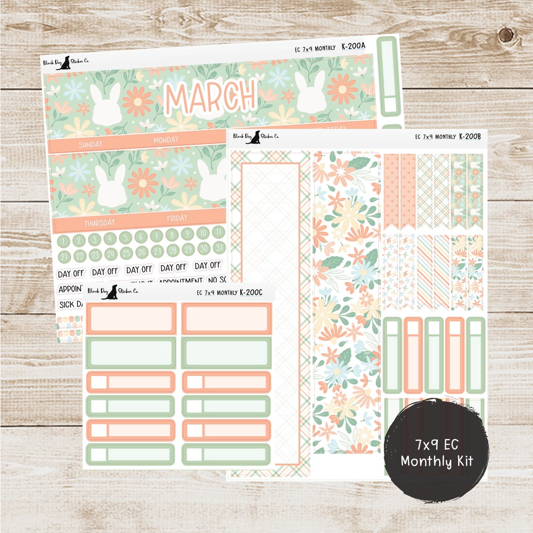 K-200 Erin Condren EC 7x9 Monthly Kit - March 2024 - Easter Eggs ...