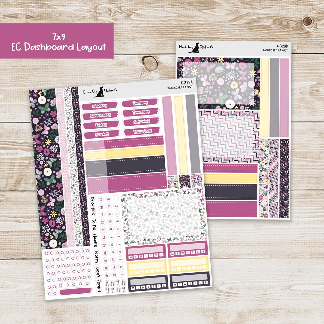DB-328 Erin Condren EC 7x9 Dashboard Layout Weekly Kit - Butterfly ...