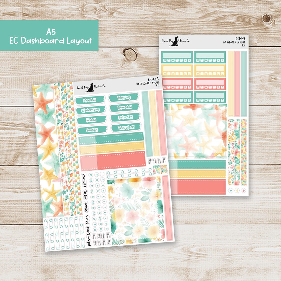 DB-344 Erin Condren EC A5 Dashboard Layout Weekly Kit - Island Breeze ...