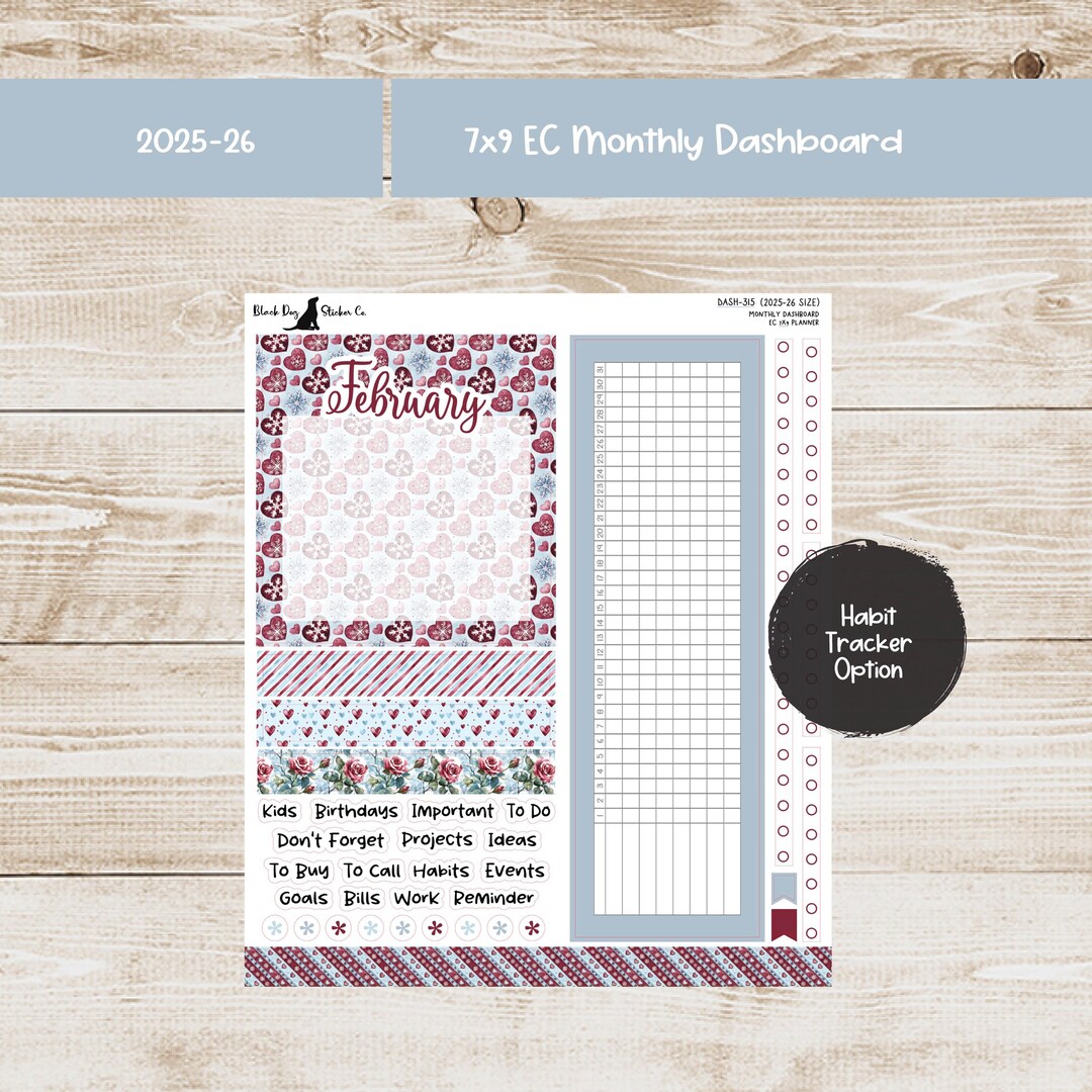 Erin Condren EC 7x9 Dashboard Monthly Kit - February 2026 - Winter ...