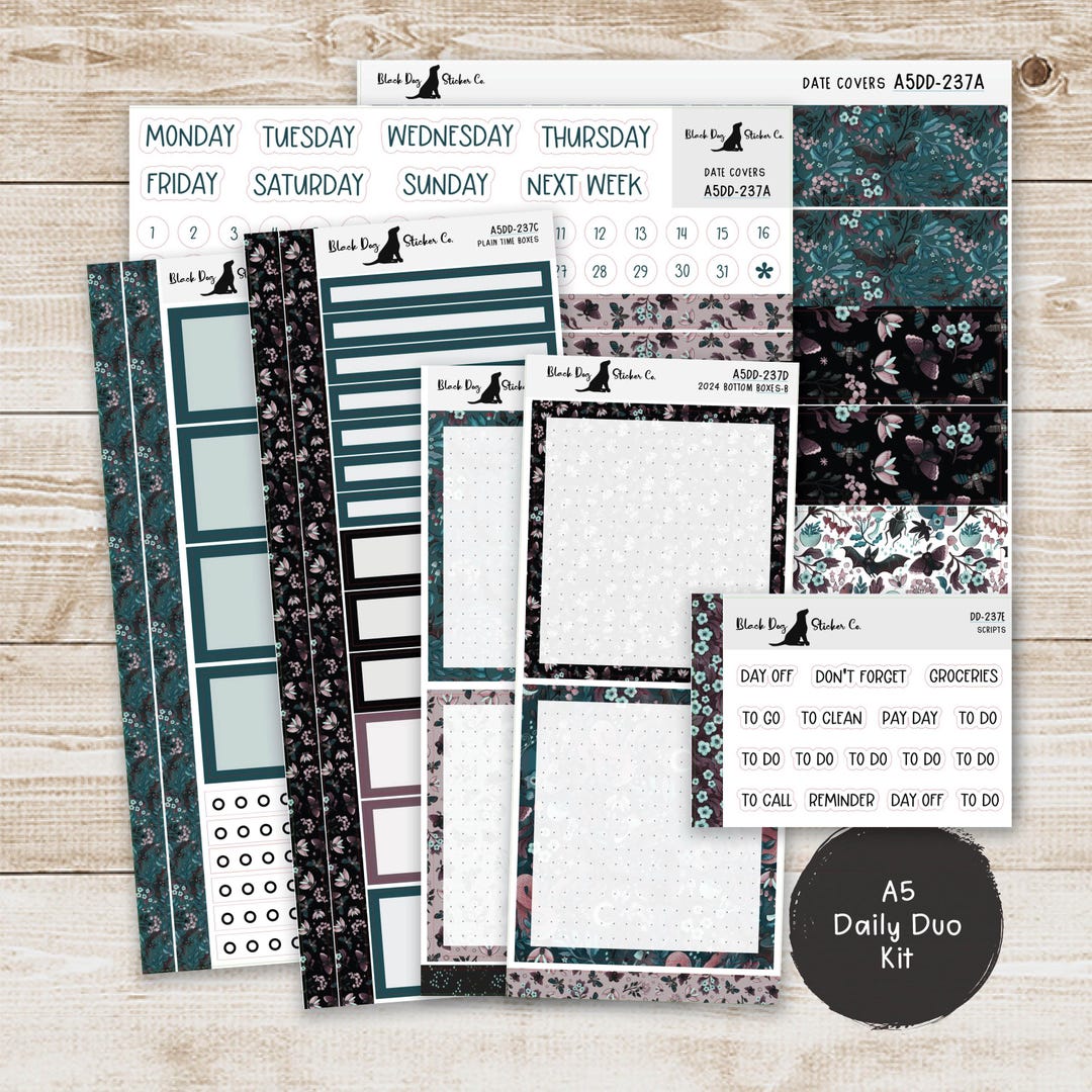 Erin Condren EC A5 Daily Duo Weekly Kit - Into the Night - Planner ...