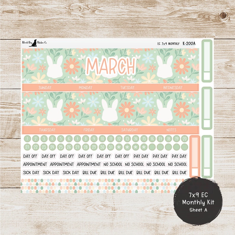 K-200 Erin Condren EC 7x9 Monthly Kit - March 2024 - Easter Eggs ...