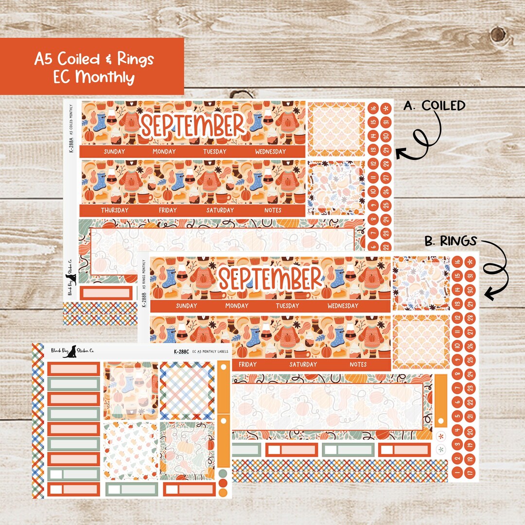 K-288 Erin Condren A5 Monthly Kit - September 2025 - Pumpkin Spice ...