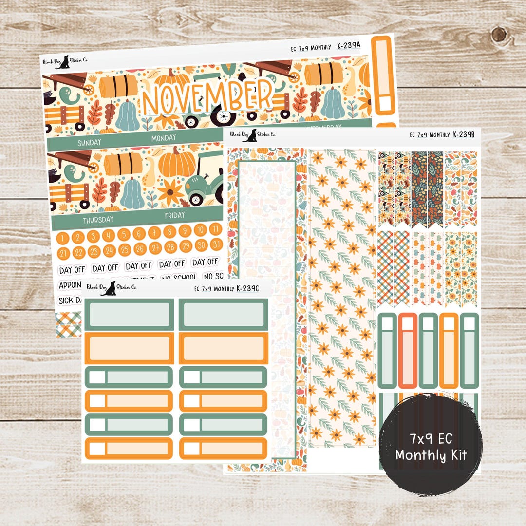 K-239 Erin Condren EC 7x9 Monthly Kit - November 2024 - Harvest Time ...