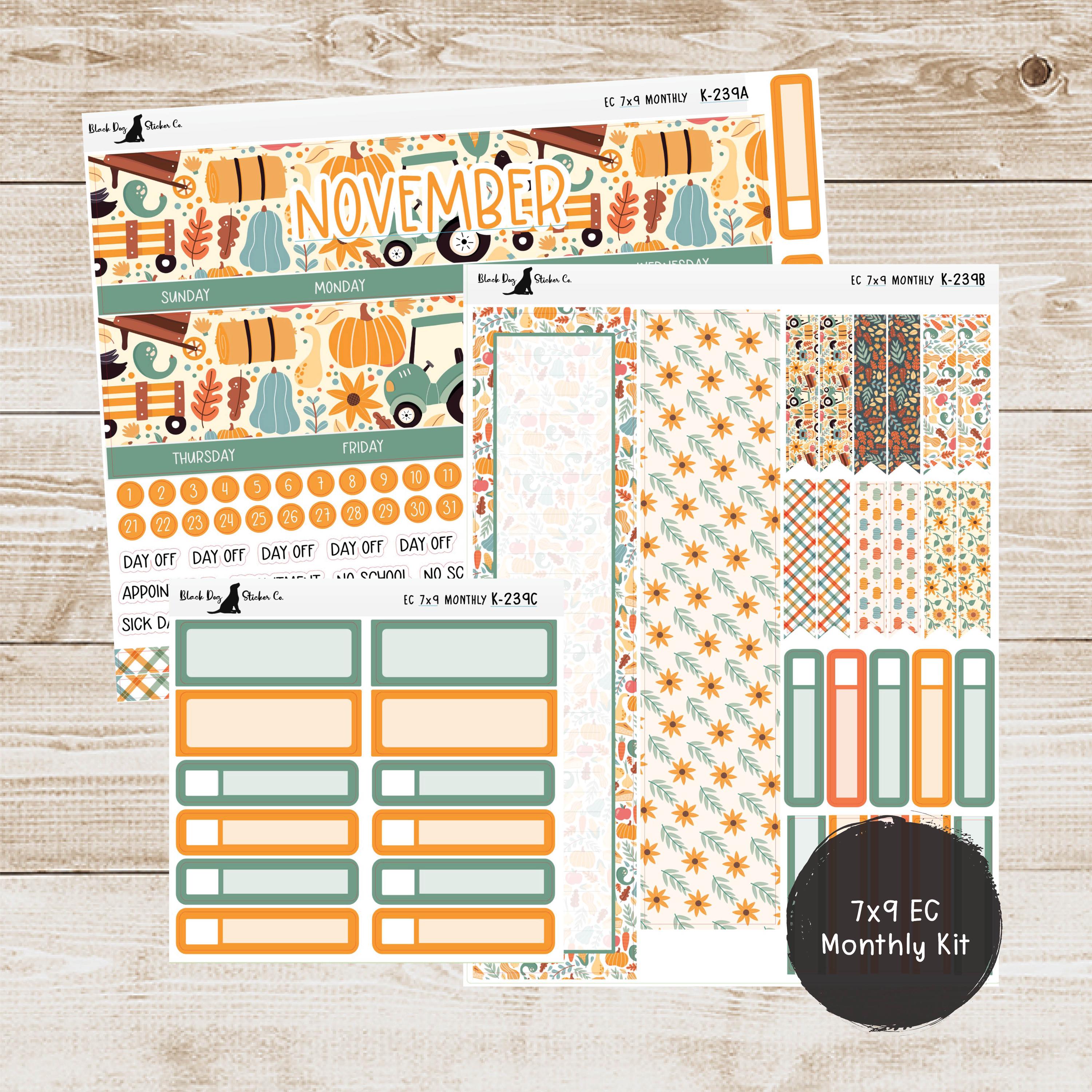 K-239 Erin Condren EC 7x9 Monthly Kit - November 2024 - Harvest Time ...