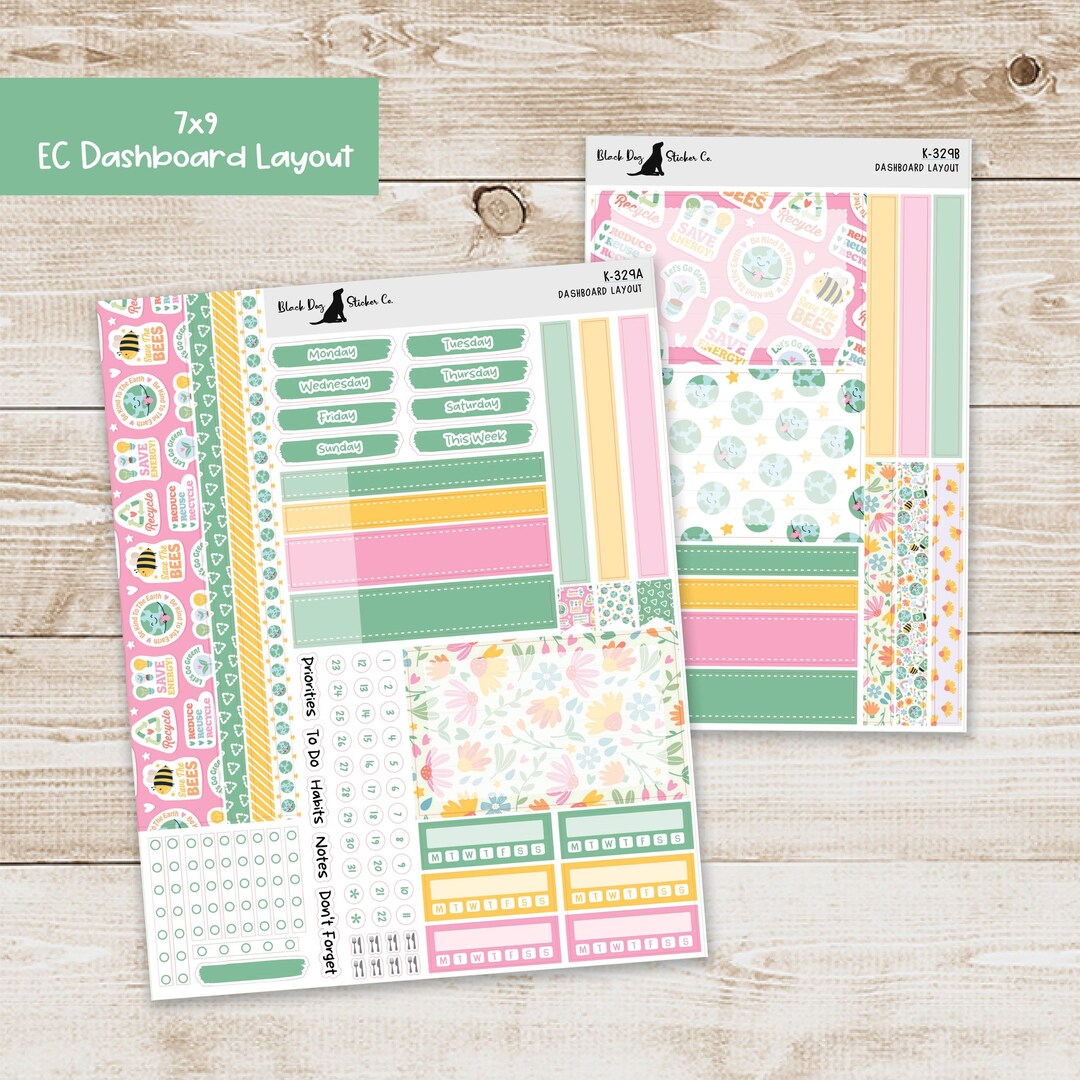 DB-329 Erin Condren EC 7x9 Dashboard Layout Weekly Kit - Earth Day ...