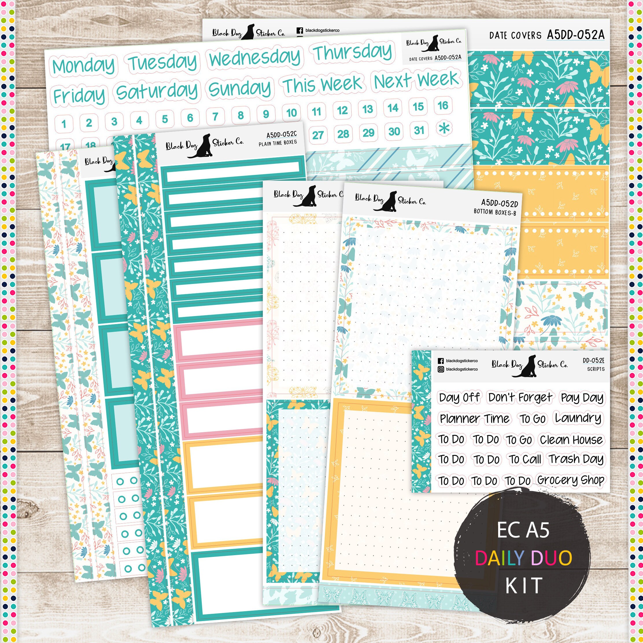 Erin Condren EC A5 Daily Duo Weekly Kit - Butterfly Wings - Planner S…