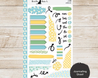 K-214 Weekly Kit & Add-Ons - Journaling Sheet - Summer Daisies - Planner Stickers