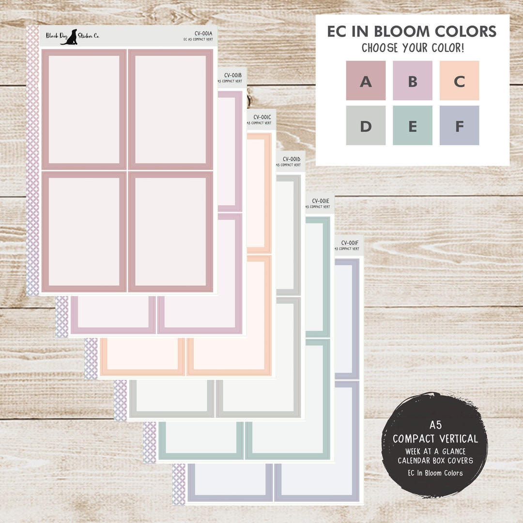 Erin Condren A5 Compact Vertical Calendar Box Covers Planner Stickers ...
