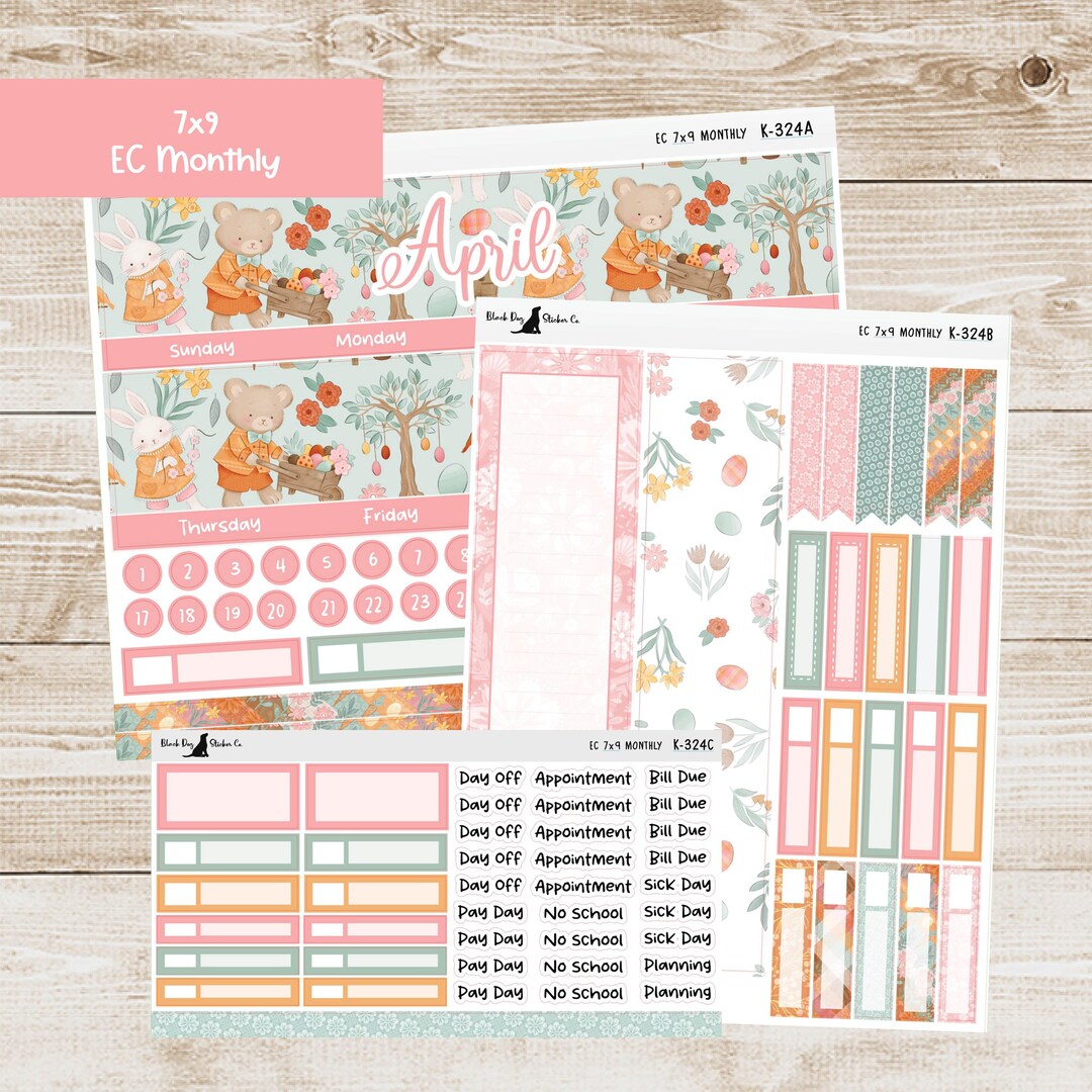 K-324 Erin Condren EC 7x9 Monthly Kit - April 2026 - Easter Cuties ...