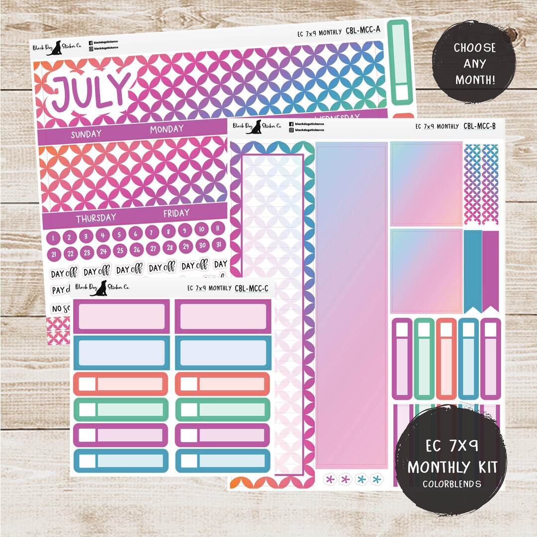 Erin Condren EC 7x9 Monthly Kit - Any Month - Colorblends Circles MCC ...