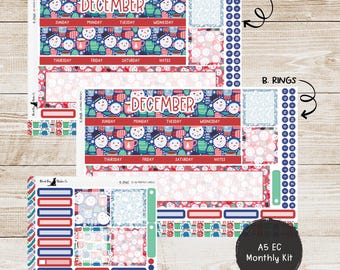 K-246 - Erin Condren A5 Monthly Kit - December 2024 - Cozy Winter - Planner Stickers