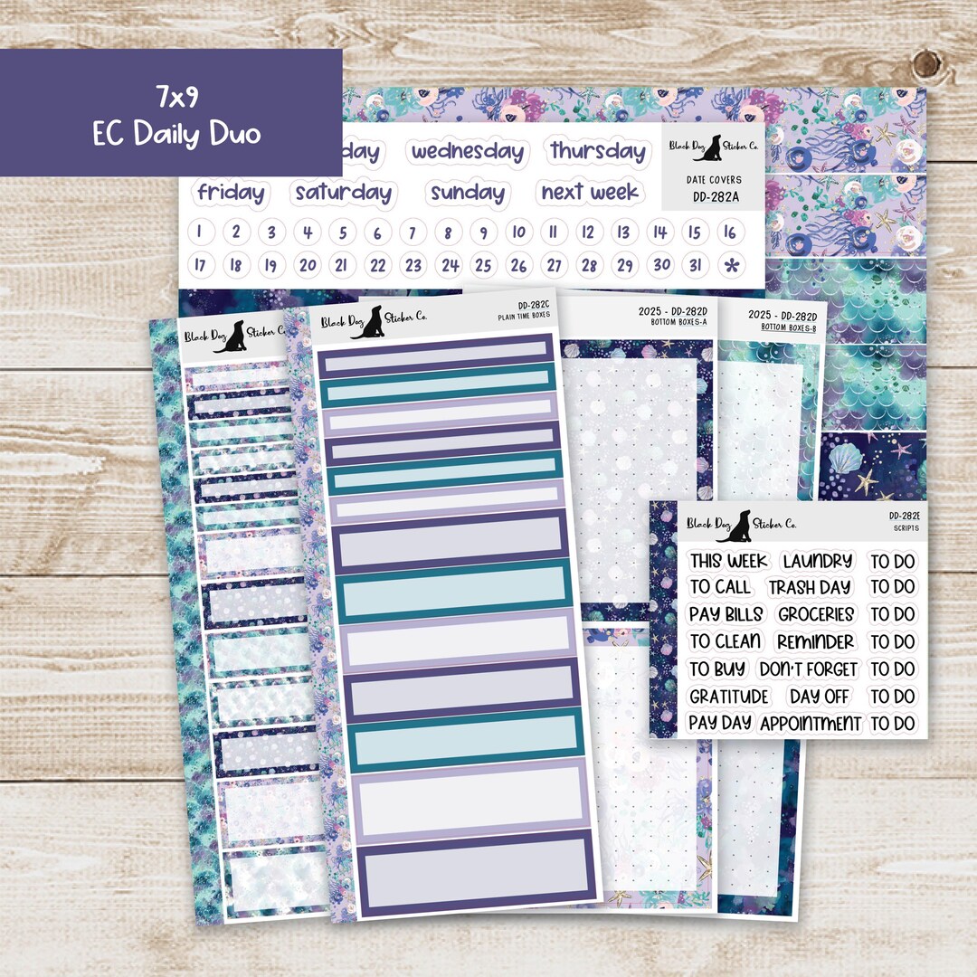 DD-282 EC 7x9 Daily Duo Weekly Kit - Mermaid Wishes - Planner Stickers ...