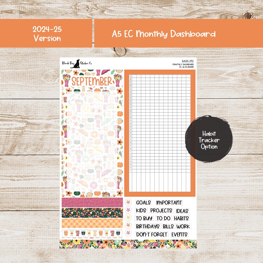 Erin Condren EC A5 Dashboard Monthly Kit - September 2025 - Sweater ...
